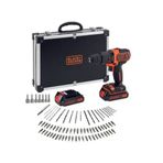 Black & Decker BDCHD18BAFC-QW 18V 1.5Ah Li-Ion Çift Akü Çanta 80 Parça Aks. Darbeli Vidalama/Matkap Seti