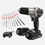 Black & Decker BDCHD18SC2K-QW Silver Li-ion 18 V Çift Akülü Darbeli Matkap ve 10 Parça Aksesuar