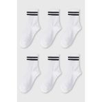 Black Deer 6 Çift Çizgili Tenis Çorabı Erkek ,kadın Unisex Çizgili Tenis Çorabı - 36 - 40 - Beyaz