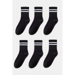 Black Deer 6 Çift Çizgili Tenis Çorabı Erkek ,kadın Unisex Çizgili Tenis Çorabı - 36 - 40 - Siyah