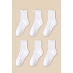 Black Deer 6 Çift Tenis Çorabı Erkek ,kadın Unisex Kolej Çorabı - 36 - 40 - Beyaz