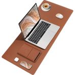 Black Deer Kahverengi PU Deri Mouse Pad Dikişli Kenar Çift Yönlü Masa Matı Sümen 70X30 L