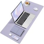 Black Deer PU Deri Mouse Pad Dikişli Kenar Çift Yönlü Kullanım Masa Matı Sümen 70X30 L Lila - Renkli