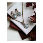 Black Diamond Kristal Taşlı Güneş Figür Kolye Ve Küpe Seti