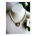 Black Diamond Swarovski Taşlı Çiçek Figür İnci Kolye