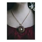 Black Diamond Swarovski Taşlı İnci Çiçek Kolye