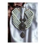 Black Diamond Zirkon Taşlı İnci Kolye ve Küpe Seti