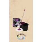 Black Edition Otomatik Temizlik Seti - Kova Mop Seti 360 Derece Derece Başlıklı Temizlik Bezi - Şeffaf
