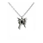Black Enamel Gothic Butterfly Unisex Kolye – Karanlığın Kanatlarında Zarafet