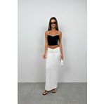 Black Fashion Biye Detay Askılı V Yaka Siyah Bluz