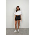 Black Fashion Kemerli Pileli Mini Denim Etek - 40 - Kar Yıkama