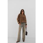 Black Fashion Leopar Desenli Kahverengi Sakallı Triko Kazak