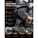 Black Gold Püsküllü Mikrofiber Araç Yıkama Eldiveni Çizmez Süper Emici Oto Detay Temizlik Eldiveni Gri 1 Adet
