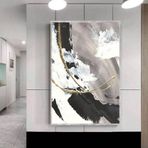 Black Grey Yağlı Boya Dokulu Tablo 50X70 Gümüş Çerçeveli