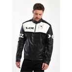Black Level Erkek Oversize Transfer Baskılı Motorcu Biker Ceket Yarışçı Kolej Mont Şeritli Fermuarlı Mont
