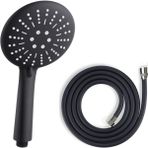 Black Matte Duş Seti Mat Siyah Duş Başlığı + 150 cm Siyah Pvc Duş Spirali - 5 Yıl Garantili