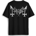 Black Metal Mayhem Music Rock Pamuklu Baskılı Oversize T-shirt Siyah Unisex Tişört