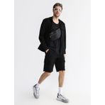 Black On Black E-NISALL Normal Bel Siyah Erkek Kargo Şort