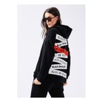 Black On Black K-PATRO Kapüşon Yaka Baskılı Siyah Kadın Sweatshirt