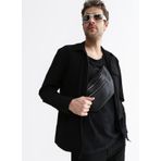 Black On Black Loose Fit Gömlek Yaka Düz Siyah Erkek Gömlek E-MALISE