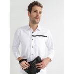 Black On Gömlek Yaka Baskılı Beyaz Erkek Gömlek E-Norvec10 - XL
