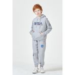 Black One Erkek Çocuk Unisex Nasa Baskı Detaylı Oversize Kapüşonlu Çocuk Eşofman Takımı - 2 - 3 Yaş - Gri