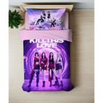 Black Pink Temalı Baskılı Mor Tek Kişilik Nevresim Takımı - Renkli - 160 x 220 cm
