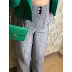 Black Premium Kaz Ayağı Desenli Oversize Palazzo Kaşe Pantolon