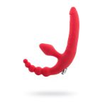 Black & Red Vibratörlü Strapon, Silikon, Kırmızı, 35 Cm