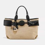 Black Ribbon Vera Büyük Boy Kadın Omuz Çantası - Maxi Tote Bag Hasır