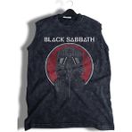 Black Sabbath Baskılı Yıkamalı Kolsuz Tişört, Unisex Rock Band Temalı Sıfır Kol Vintage Atlet - Siyah - 3XL