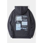 Black Sokak Antrasit No Pain No Gain Baskılı Oversize Kapuşonlu Unisex Sweatshirt - M