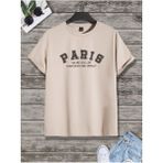 Black Sokak Blacksokak Erkek Bej Paris Baskılı Oversze Bisisklet Yaka Tişört - XL