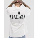 Black Sokak Blacksokak Erkek Beyaz Realıty Baskılı Oversze Bisisklet Yaka Tişört