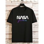 Black Sokak Blacksokak Erkek Siyah Nasa Future Baskılı Oversze Bisisklet Yaka Tişört - M