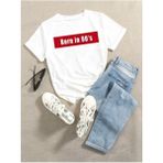 Black Sokak Blacksokak Kadın Beyaz Born In 90's Baskılı Oversize Bisiklet Yaka T-Shirt - XL