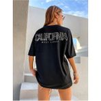 Black Sokak Blacksokak Kadın Siyah Sırt California Baskılı Oversize Bisiklet Yaka T-Shirt - M