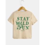 Black Sokak Blacksokak Kids Erkek Çocuk Bej Stay Wıld Fun Baskılı Tişört - 7 - 9 Yaş