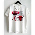 Black Sokak Erkek Beyaz Kırmızı Baskılı Bulls Oversize Bisiklet Yaka T-Shirt - XL