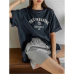Black Sokak Kadın Lacivert The Sunshine Baskılı Bisiklet Yaka Oversize T-Shirt - XL - Koyu Mavi