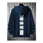 Black Sokak Lacivert Sırt Aloha Baskılı Oversize Kapüşonlu Erkek Sweatshirt