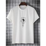 Black Sokak Men Hat Baskılı Oversze Bisisklet Yaka Beyaz Erkek T-shirt