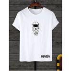 Black Sokak Nasa Astronaut Baskılı Beyaz Unisex T-shirt