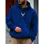 Black Sokak Sax Mavi Geyik Baskılı Oversize Erkek Sweatshirt - Saks Mavi - XL
