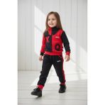 Black Steel Şal Yaka Parçalı Çocuk Boy Kız Eşofman Takımı - Kırmızı - 5 - 6 Yaş