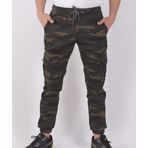 BLACK STEEL SLİM FİT,BEL VE PAÇA LASTİKLİ,KARGO CEPLİ KAMUFLAJ DESEN PANTOLON-91000 (HAKİ / 32)