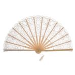 Black Sugar Kadın Retro Vintage Barok Kız Nippon Bambu Dantel Ahşap Katlanır Fan Düğün Parti Fantezi Elbise Yaz - Kırık Beyaz - M
