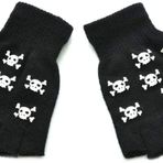 Black Sugar Siyah Şeker Eldiveni Üniseks Parmaksız Eldiven Yün Polyester Esnek Dayanıklı Yarım Parmak Kafatası Gotik Punk Rock Goth Siyah Sıcak Korsan Kafatası Kafatası Çocuk Yetişkin, Siyah, Tek Beden