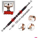 Black Uzun Süngerli Vidalı Duvar Pimli Barfix Demiri Barfiks Çubuğu Koridor Barfiks Barı 80-130 cm Arası Ayarlanabilir - 80 - 130 cm