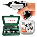 Black ve Decker Black+decker 3.6 V Lityum Batarya Şarjlı Tornavida Seti + Bosch 46 Parça Cırcırlı Tornavida Seti